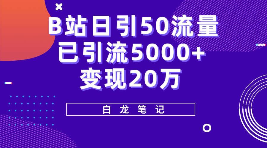 B站日引50+流量,实战已引流5000+变现20万,超级实操课程