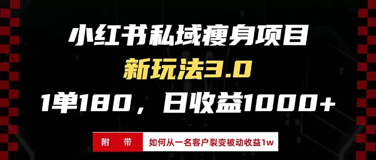 小红书瘦身项目3.0模式，新手小白日赚收益1000+（附从一名客户裂变收益，被动收益1W）-颜夕资源网-第18张图片