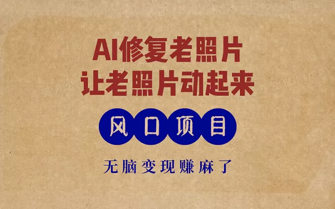 最新风口项目，AI一键修复老照片，让老照片动起来，接单到手软，无脑变现赚麻了-颜夕资源网-第18张图片