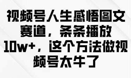 视频号人生感悟图文赛道，条条播放10w+，这个方法做视频号太牛了-颜夕资源网-第18张图片