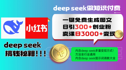 Deepseek 一键免费生成小红书图文日引300+创业粉，日变现3000+ 方法全行业通用-颜夕资源网-第18张图片