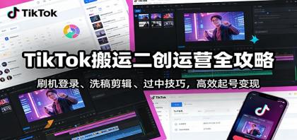 TikTok搬运二创运营全攻略：刷机登录、洗稿剪辑 、过中技巧，高效起号变现-颜夕资源网-第18张图片